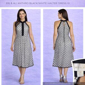 Eri + Ali Anthropologie Halter Dress Black White 10